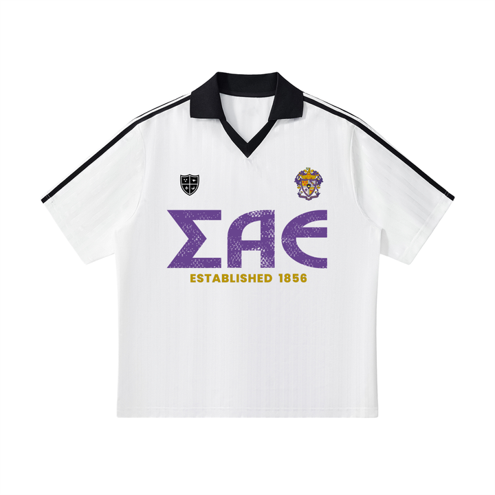 SAE Contrast Collar Striped Soccer Jersey