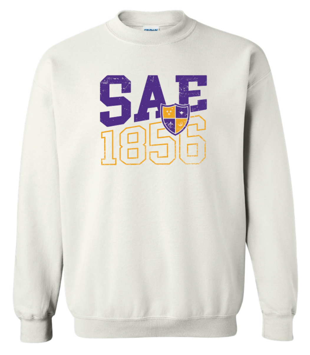 SAE Block Letter Crewneck in White - The Sigma Alpha Epsilon Store